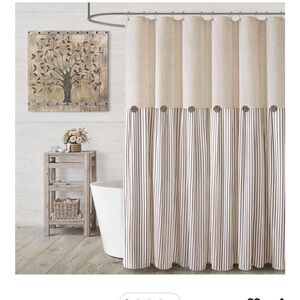 Elegant Beige and White Striped Shower Curtain